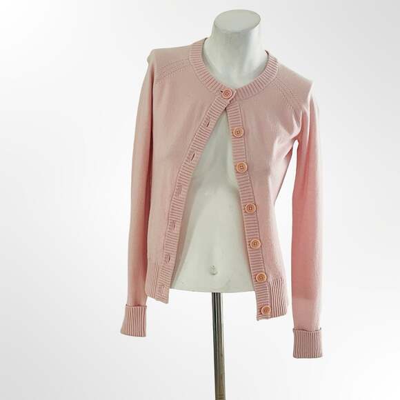 Banana Republic Sweaters - Banana Republic Women's Pink Merino Wool Blend Crewneck Cardigan